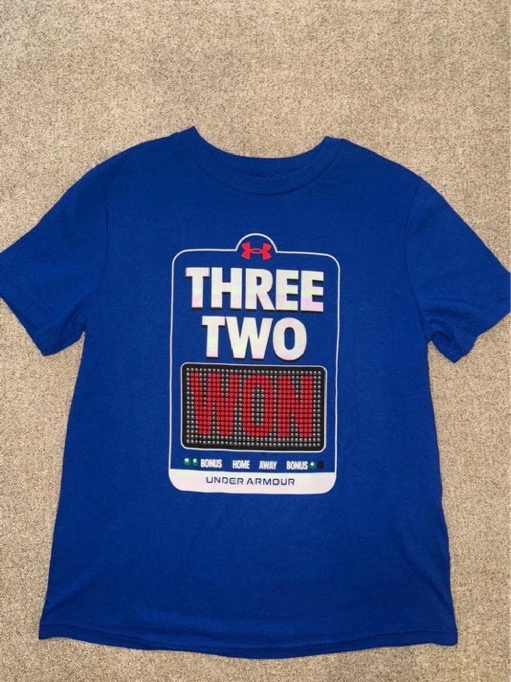 Under Armour Blue 'Three Two Won' Graphic Short Sleeve Tee size YS 8